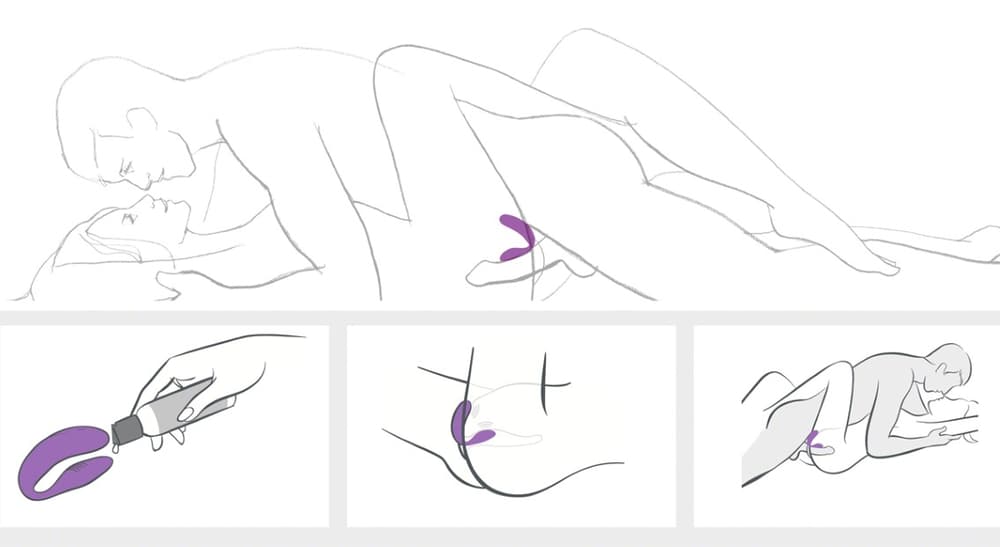 We-Vibe 4 Plus er en parvibrator som stimulerer b&aring;de han og henne under samleie. Ha p&aring; litt glidemiddel, og f&oslash;r G-punktstimulatoren inn i skjeden. Klitorisstimulatoren kan hvile mot eller p&aring; siden av klitoris. 