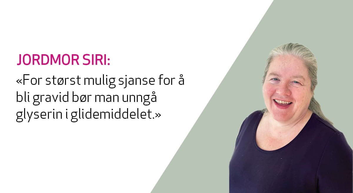 jordmor siri von krogh svarer på spørsmål om bruk av glidemiddel før under og etter graviditet