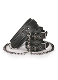Frekke sexleketøy - EasyToys bondagesett halsbånd m/håndjern - bilde