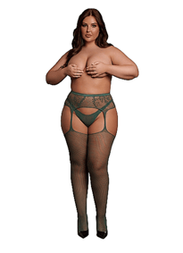 Sexy undertøy - Hofteholder Le Desir Comb lace grønn QS - bilde