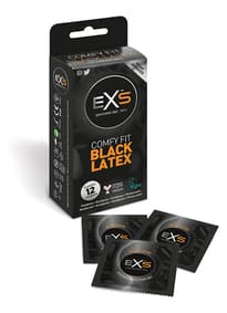 Pirrende tilbehør - Kondomer EXS Black Latex 12 pk - bilde