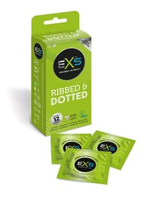 Pirrende tilbehør - Kondomer EXS Ribbed & Dotted 12 pk - bilde