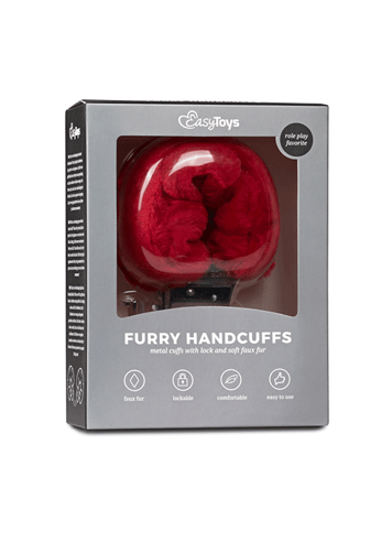 Frekke sexleketøy - EasyToys håndjern med pels rød - bilde 2