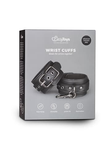 Frekke sexleketøy - EasyToys sorte håndjern imitert skinn - bilde 3