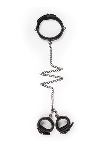 Frekke sexleketøy - EasyToys bondagesett halsbånd m/håndjern - bilde 3