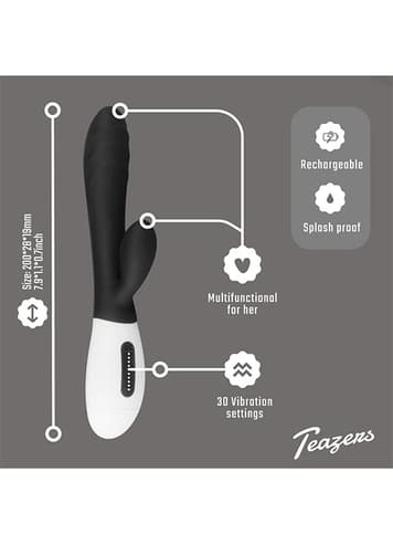 Sexleketøy for henne - Teazers Tarzan sort rabbitvibrator - bilde 8