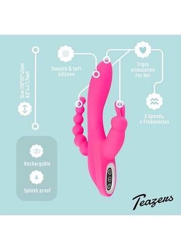 Sexleketøy for henne - Teazers Double rosa rabbitvibrator - bilde 10