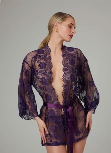 Sexy undertøy - Christine - Lace Kimono Graceful Purple S/M - bilde 1