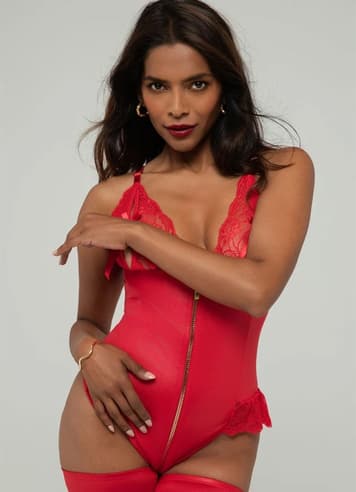 Sexy undertøy - Christine - Wetlook OC Body Hazel Red S/M - bilde 1