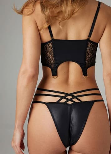 Sexy undertøy - Christine - Wetlook Bustierset Mia Black XL - bilde 2