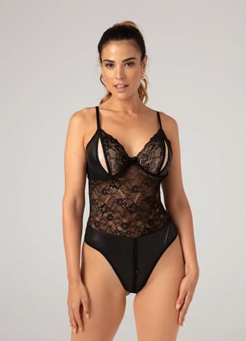 Sexy undertøy - Christine - Wetlook Bodysuit Vesper Black S/M - bilde 1