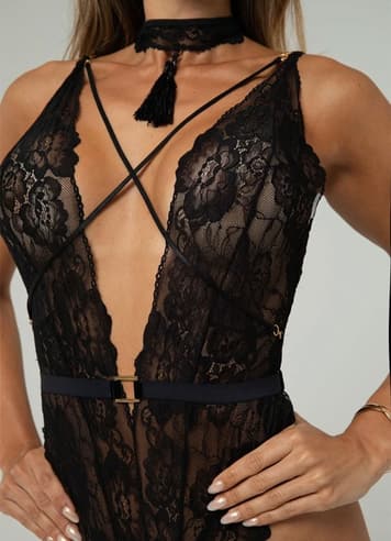 Sexy undertøy - Christine - Exclusive Body with Open Crotch Dahlia Black S/M - bilde 2