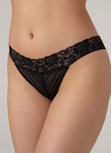 Sexy undertøy - Christine - Crotchless Thong Black S/M - bilde 1
