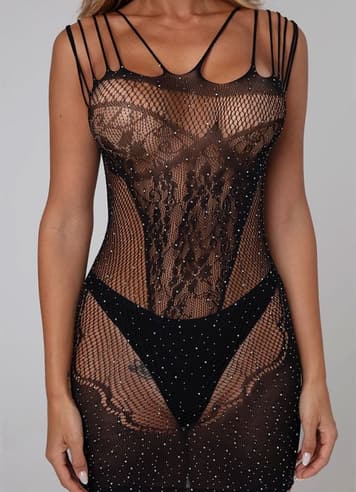 Sexy undertøy - Christine - Glitter Dress Black One Size - bilde 2