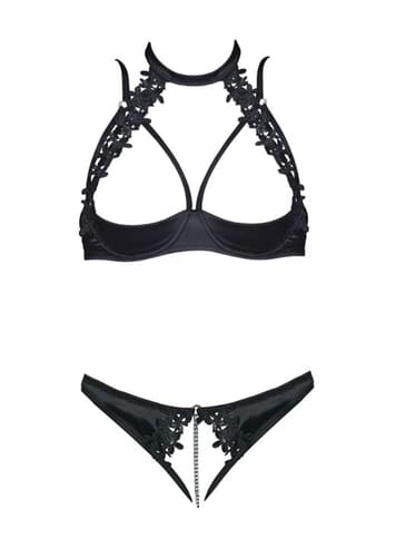 Sexy undertøy - Cottelli Collection - Shelf Bra Set with Crotchless Thong - bilde 3