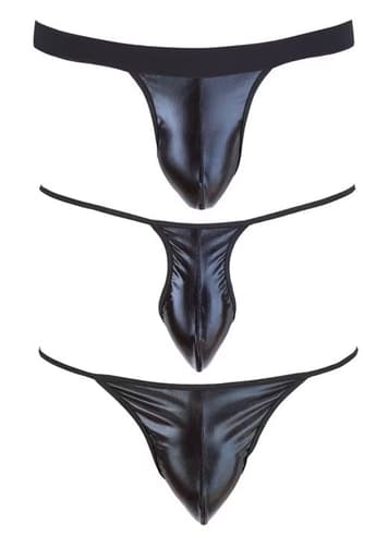Bondage - Svenjoyment Underwear - 3-Piece Wetlook Thong Set - bilde 1