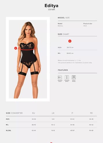 Sexy undertøy - Obsessive - Luxury Suspender Corset Editya - bilde 3