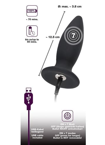 Analsex - Vibrerende analplugg velvet M - bilde 6