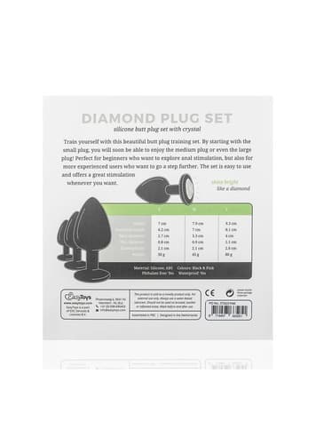 Analsex - EasyToys buttplug med diamant 3 stk - bilde 7