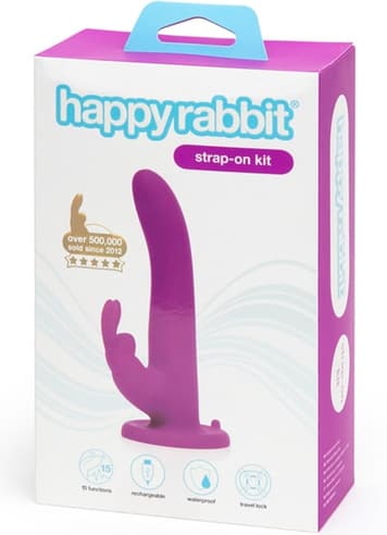 Frekke sexleketøy - Strap on rabbitvibrator Happy Rabbit - bilde 6