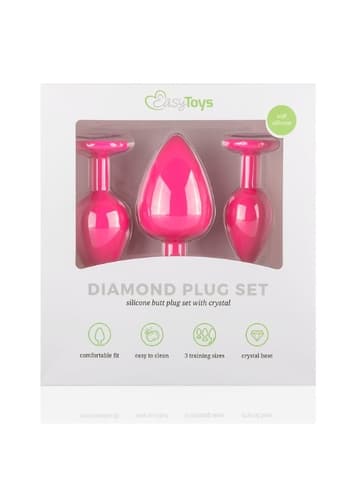 Analsex - EasyToys buttplug med diamant rosa 3 stk - bilde 5