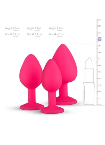 Analsex - EasyToys buttplug med diamant rosa 3 stk - bilde 7