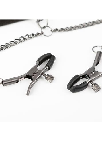Frekke sexleketøy - SEI-MIO - Twin Tweaks Velvet Collar with Nipple Clamps - bilde 7