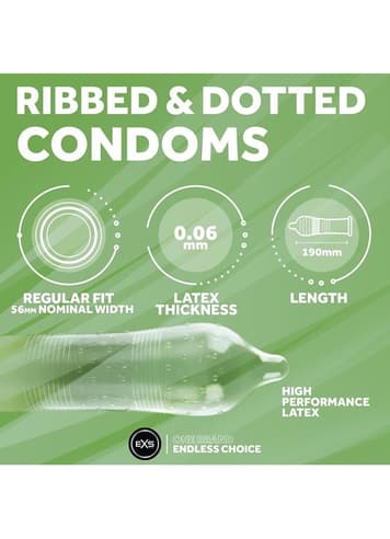 Kondomer - Kondomer EXS Ribbed & Dotted 12 pk - bilde 3