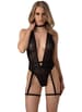 Sexy undertøy - Christine - Crotchless Mesh Teddy Gwen Black L/XL - bilde 1