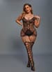 Sexy undertøy - Christine - Catsuit with Garter Design Black Queen Size - bilde 1