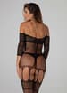 Sexy undertøy - Christine - Stunning Shoulderless Suspender Bodystocking Bla - bilde 3