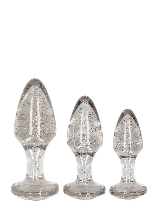 Buttplug sett 3 pk sølv