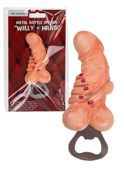 Flaskeåpner med penis i hånd